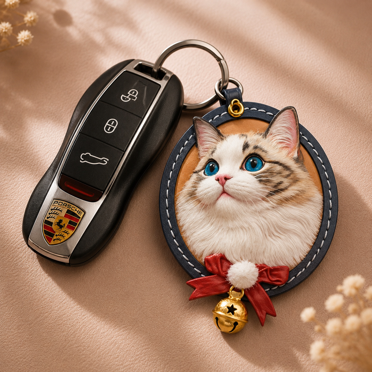 Custom Pet Portrait Leather Keychain Custom Pet Portrait Leather Keychain
