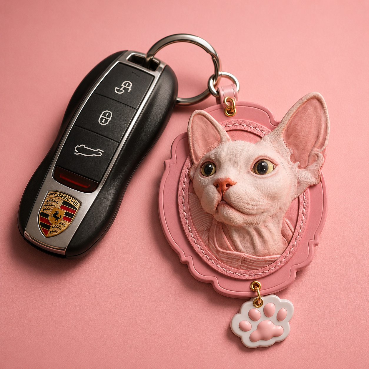 Personalized Leather Cat Keychain Personalized Leather Cat Keychain