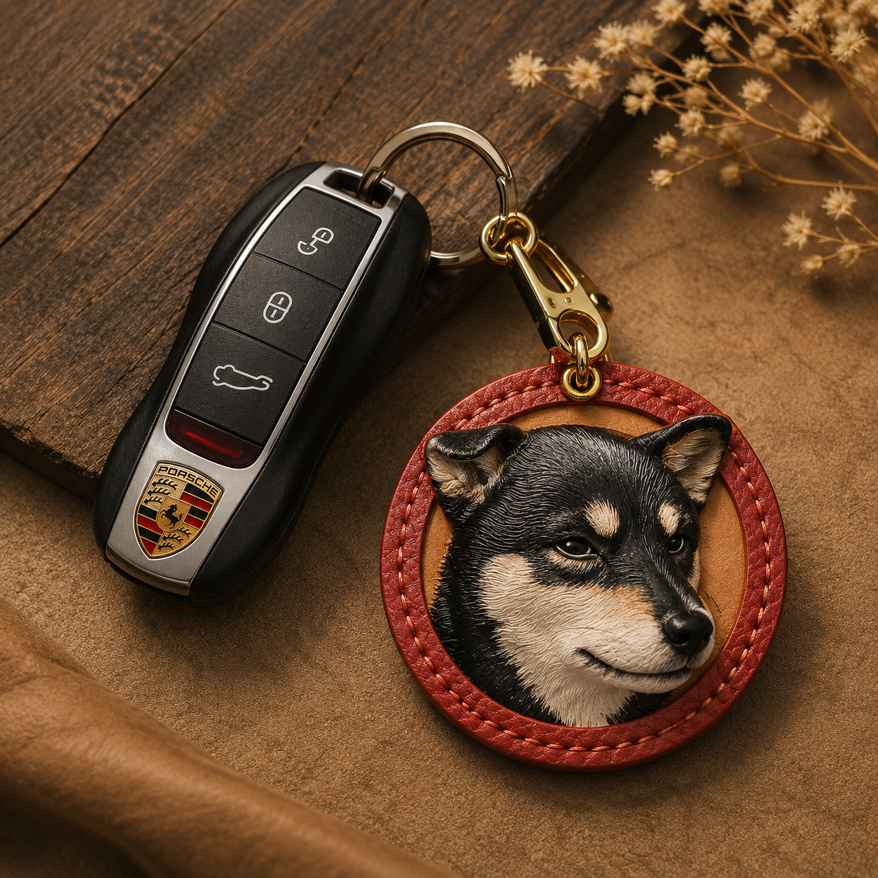 Personalized Leather Dog Keychain Personalized Leather Dog Keychain